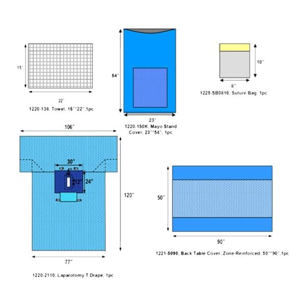 Laparotomy Pack Back Table Cover Zone-Reinforced 90x50"