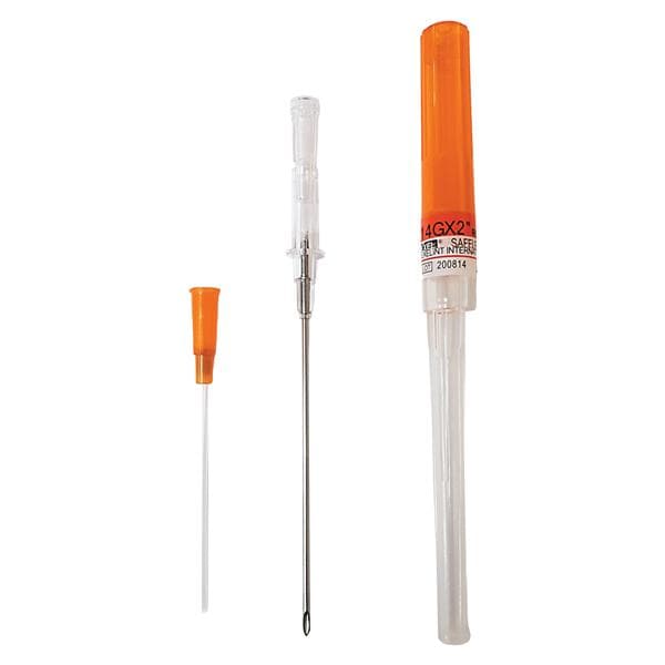 Safelet IV Catheter Safety 14 Gauge 2" Orange 200/Ca