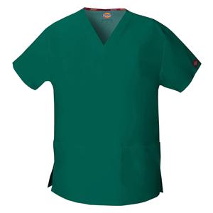 Dickies Scrub Shirt V-Neck Short Sleeves Small Hunter Green Ea