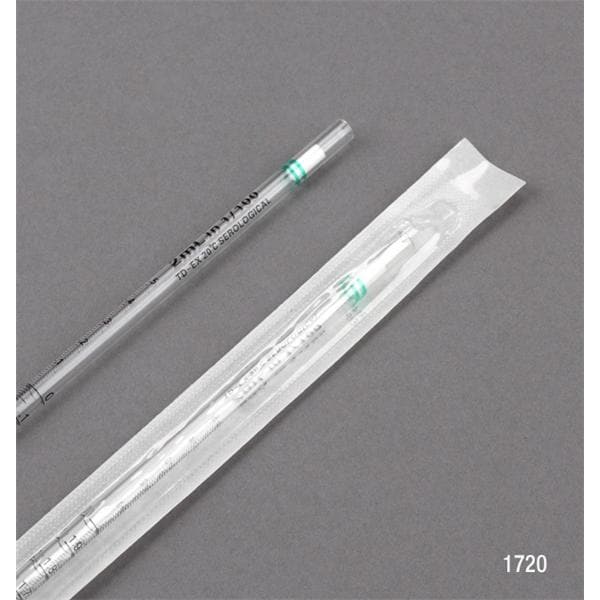 Serological Pipette Polystyrene 2mL Green Band Non-Sterile 1000/Bx