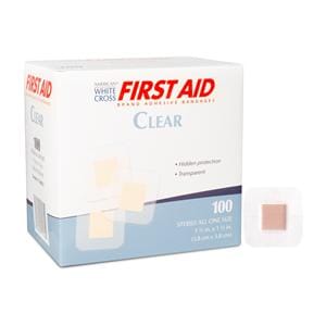 American White Cross Bandage Pad Adhesive Coating 1.5x1.5" Clear 100/Bx, 12 BX/CA