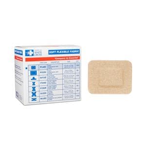 American White Cross Patch Bandage Fabric 1-1/2x2" Tan Sterile 100/Bx, 12 BX/CA