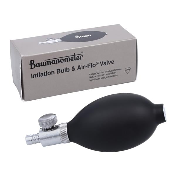 Air-Flo Inflation Bulb/Valve Black Latex For Aneroid Sphygmomanometer Ea