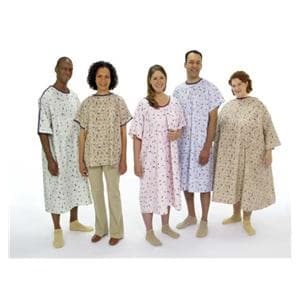 Monet Patient Gown 45 in x 60 in Heather One Size Cotton / Polyester Reusable Ea