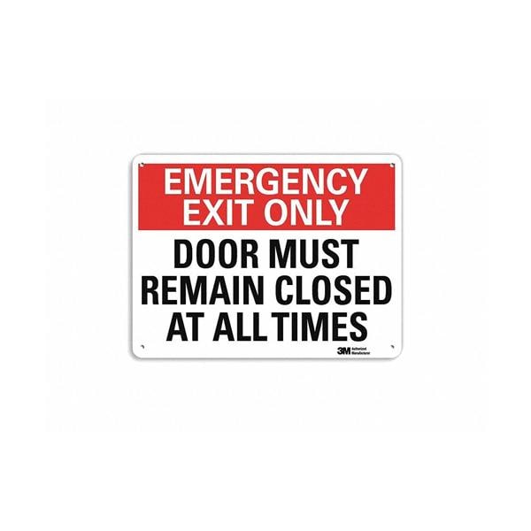 Emergency Exit Only Door Must Remain Closed At All Times 14x10" Safety Sign Ea