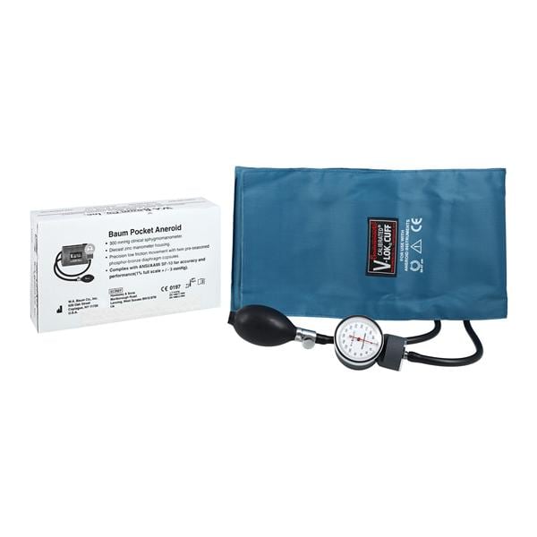 Calibrated V-Lok Aneroid Sphygmomanometer Size 12 M Bl Latex Arm Dial Display Ea