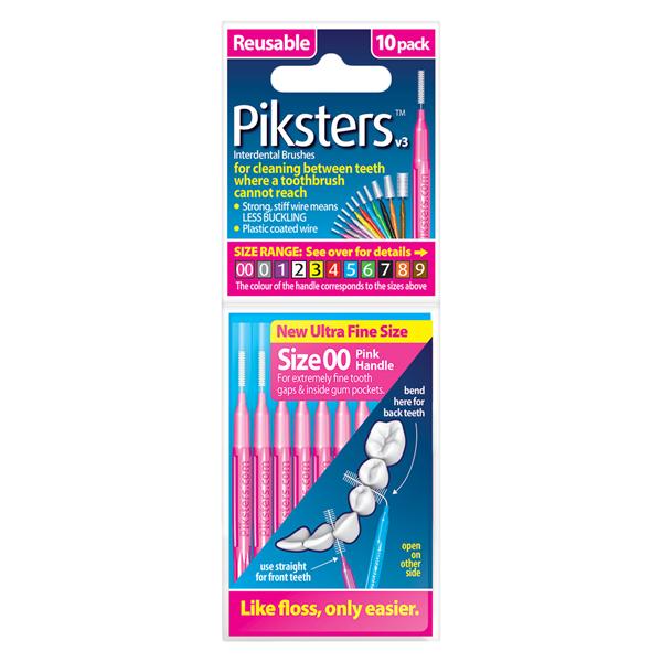 Piksters Interdental Brush Size 00 Pink 10Pk/Bx