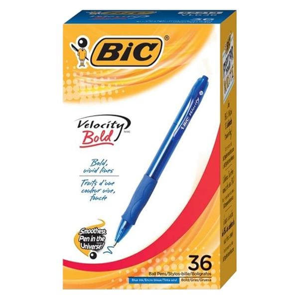 BIC Velocity Bold Bllpt Pens 1.6 mm Trnslucnt Brrl Blu Ink 36/Pk 36/Pk