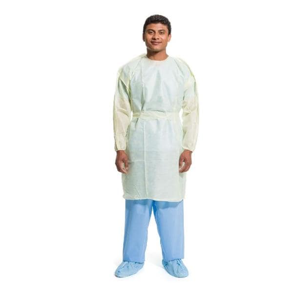 Isolation Gown AAMI Level 2 Sft Lghtwght Nn Irtng SMS Mtrl X-Large Yellow 100/Ca