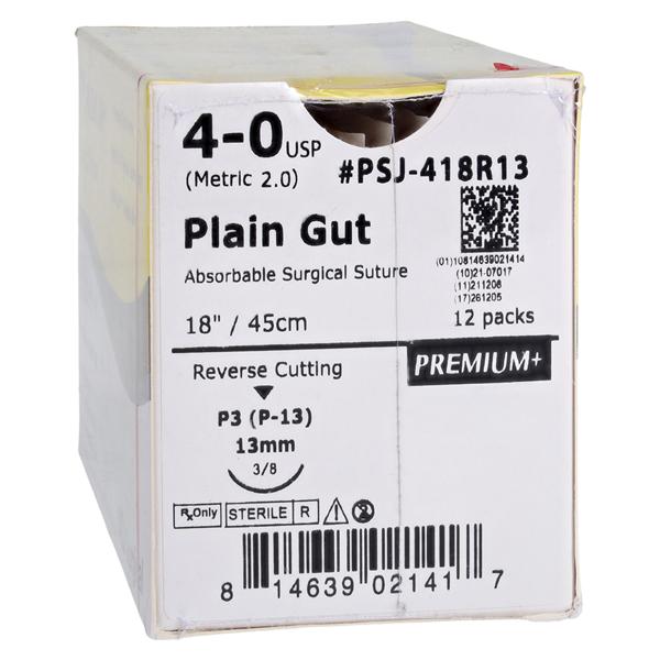 Premium Suture 4-0 18" Plain Gut Monofilament P-3 Beige 12/Bx