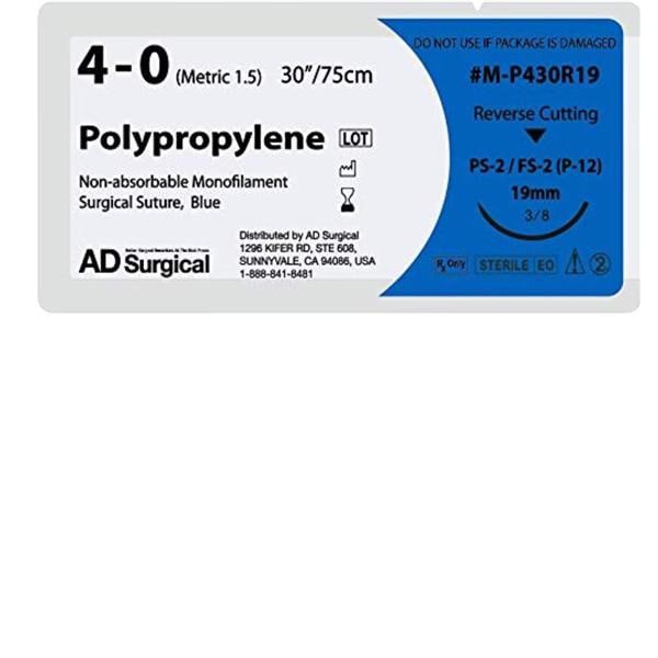 Suture 4-0 30" Polypropylene Monofilament FS-2/C-13/C6 Blue 12/Bx