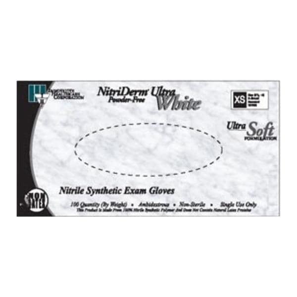 NitriDerm Ultra White Nitrile Exam Gloves X-Large White Non-Sterile