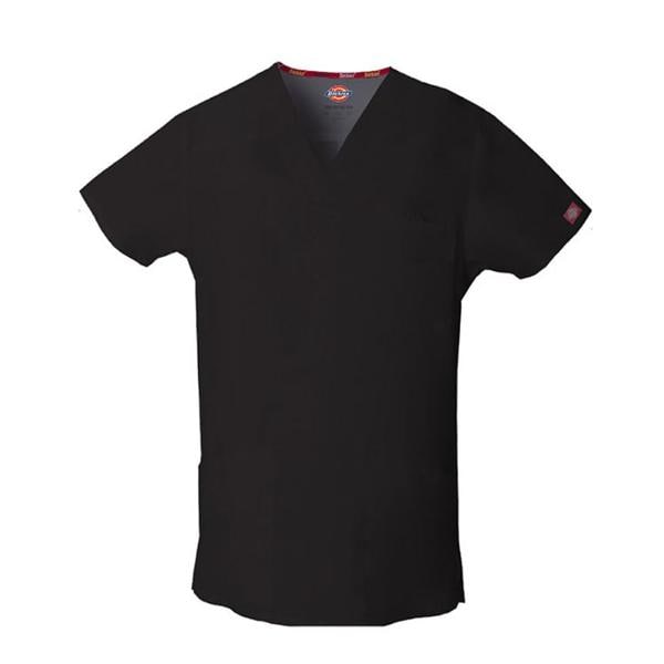 Dickies Scrub Top V-Neck 4 Pockets Short Sleeves 3X Large Black Mens Ea