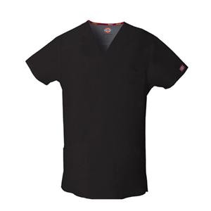 Dickies Scrub Top V-Neck 4 Pockets Short Sleeves 5X Large Black Mens Ea