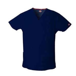 Dickies Scrub Top V-Neck 4 Pockets Short Sleeves Small Navy Mens EA