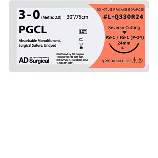 Unify Suture 3-0 30" Polyglycolic Acid Monofilament PS-1 Undyed 12/Bx