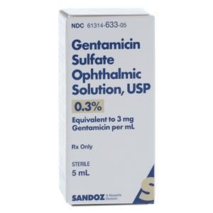 Gentamicin Sulfate Ophthalmic Solution 0.30% Bottle 5mL Each