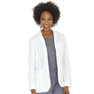 META Consultation Lab Coat 7 Pockets Long Sleeves 28 in White Womens Ea