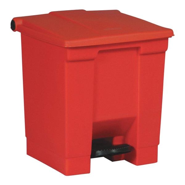 Waste Container Step-On Plastic Red 12gal Ea