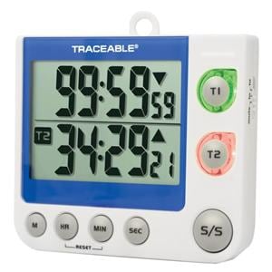 Traceable Dual Channel Timer 99 Hours, 59 Minutes, 59 Seconds Audible Alarm Ea