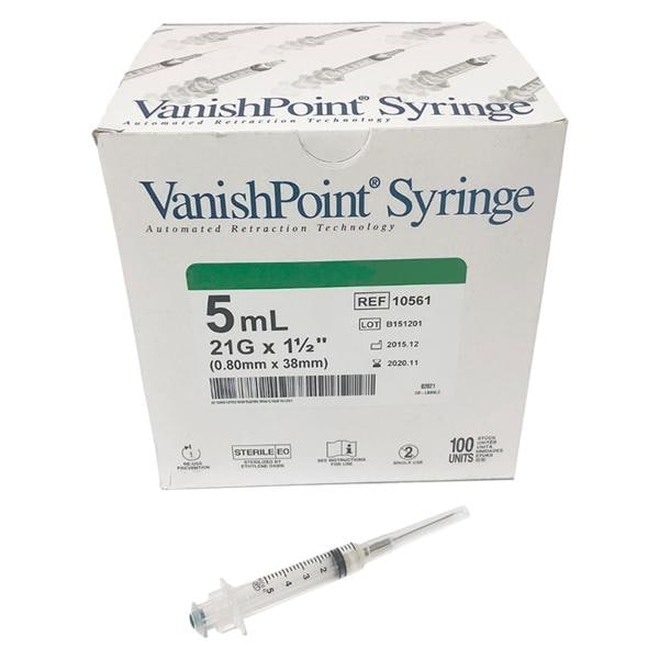 VanishPoint Syringe 5mL 21gx1-1/2" Safety 600/Ca