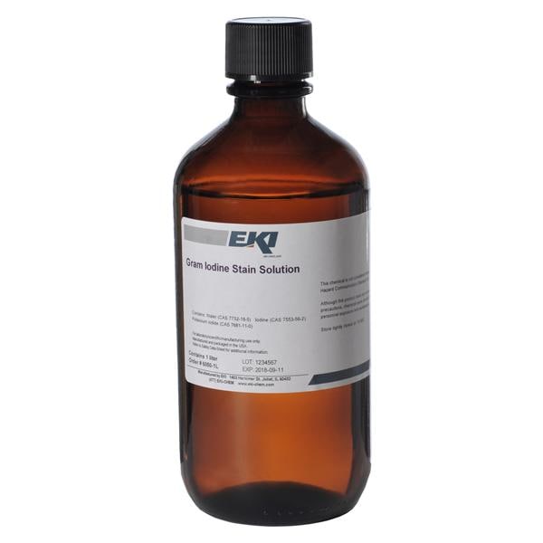 Gram Iodine Stain Solution Brown 1L Bottle Ea