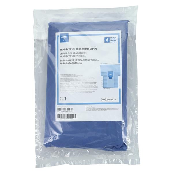 102x121x78" Sterile Transverse Laparotomy T-Drape 4x14" Fenestrated