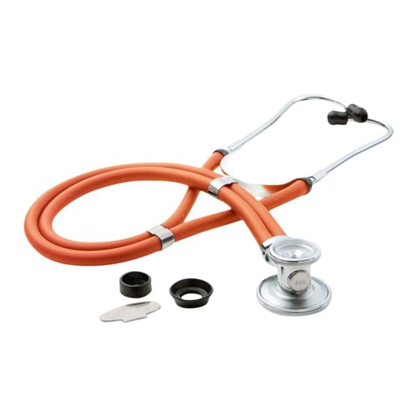 Adscope 641 Sprague Rappaport Stethoscope Adlt/Ped Neon Orng 2Lmn Tbng Ea