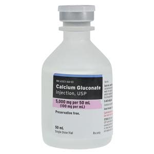 Calcium Gluconate Injection 100mg/mL PF SDV 50mL 25/Bx