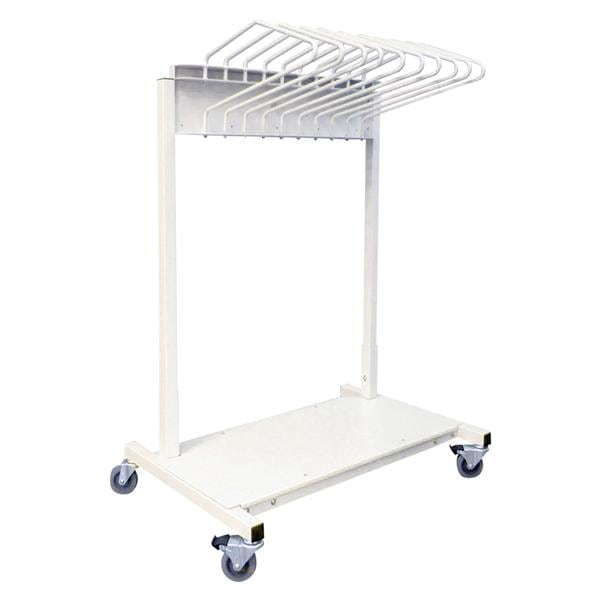 Budget Saver Apron Rack White 30x44x56" 4-Caster With 10 Arms Ea