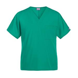 Scrub Top V-Neck Tunic 1 Pocket Short Sleeves 2X Large Surgical Green Unisex Ea