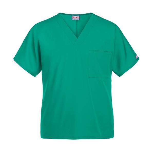 Scrub Top V-Neck Tunic 1 Pocket Short Sleeves 2X Large Surgical Green Unisex Ea