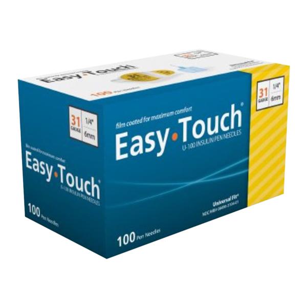 EasyTouch Insulin Pen Needle 31gx1/4" Yellow _ 100/Bx