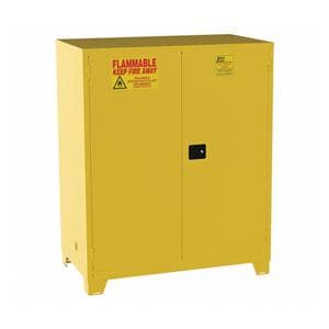 Flammable Safety Cabinet Manual Door/Legs Powder Coated Steel Locking Yellow Ea