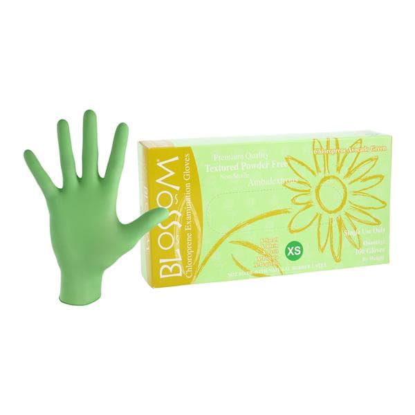 Blossom Chloroprene Exam Gloves X-Small Avocado Green Non-Sterile, 10 BX/CR