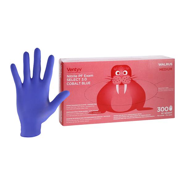 Walrus Nitrile Exam Gloves Medium Cobalt Blue Non-Sterile
