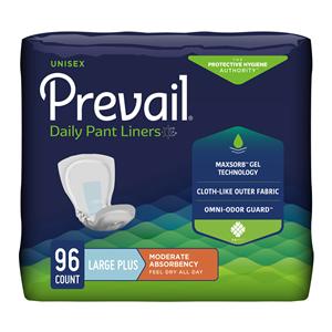 Prevail Incontinence Liner Unisex 13x28" Moderate White Odor Guard 96/Ca