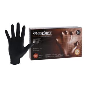 SemperForce Nitrile Exam Gloves Medium Black Non-Sterile