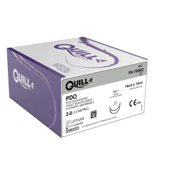 Quill Suture 2-0 14x14cm Polydioxanone Monofilament SH-1 Violet 12/Bx