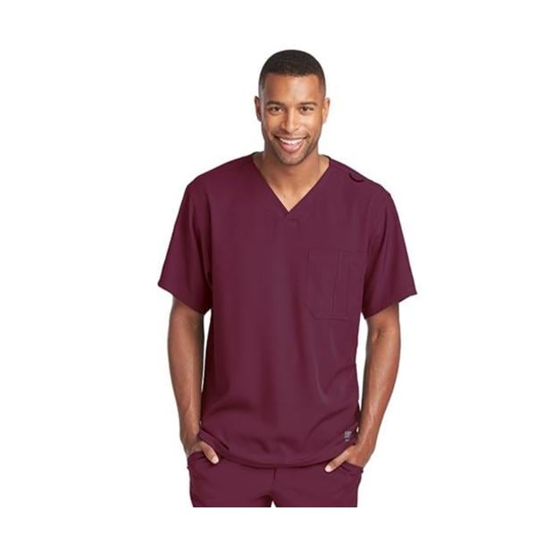 Skechers Scrub Top V-Neck 1 Pocket Large Wine Mens Ea