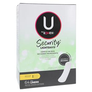 U by Kotex Panty Liner Regular Light White Disposable Fragrance Free LF 64/Pk, 8 PK/CA