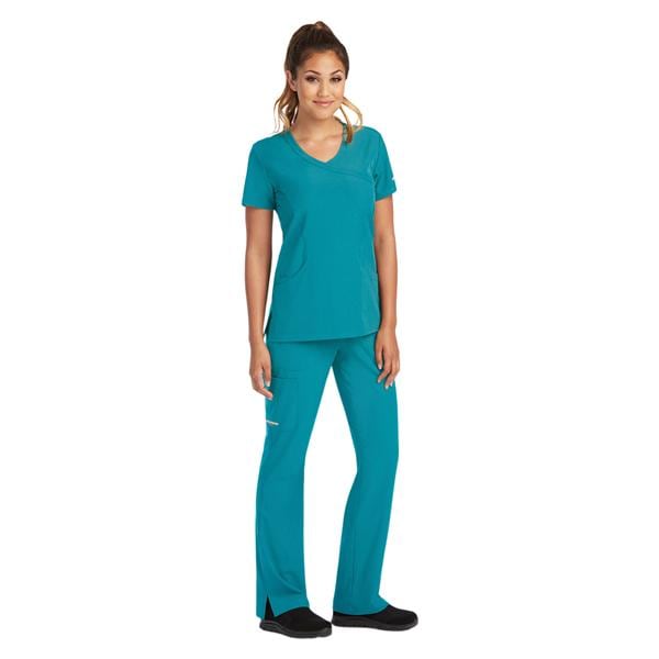 Skechers Scrub Top 3 Pockets 2X Small Teal Womens Ea