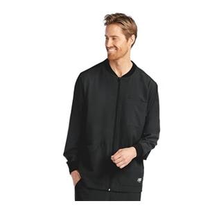 Skechers Warm-Up Jacket Rib Knit Trim 3 Pockets Long Sleeves Medium Blk Mens Ea