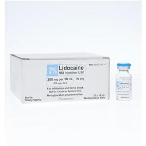 Lidocaine HCl Injection 2% MDV 10mL 25/Package