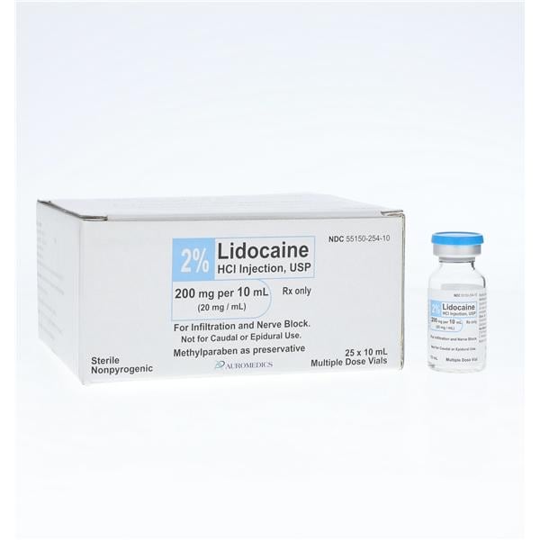 Lidocaine HCl Injection 2% MDV 10mL 25/Package