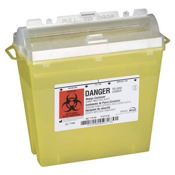 Sharps Container 1.25gal Translucent Yellow 10x11x5-1/4" Cylndr Tp Plstc 32/Ca