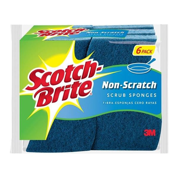 Scotch-Brite No Scratch Multipurpose Scrub Sponge, Blue, Pack Of 6 6/Pk