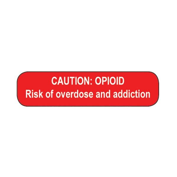 Labels Caution: Opioid Risk of Overdose & Addiction Red/White 1-5/8x3/8" 1000/Pk