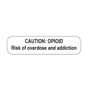 Labels Caution: Opioid Risk of Overdose & Addiction Wht/Blk 1-5/8x3/8 1000/Pk