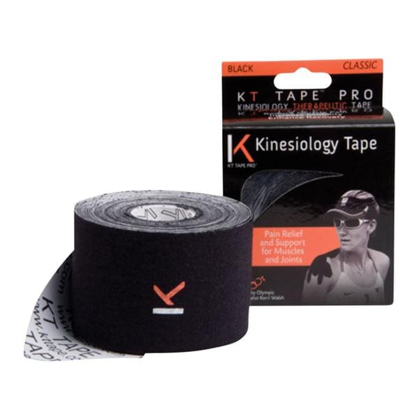 KT Tape Kinesiology Tape Cotton/Elastic 2"x16' Black 4/pk